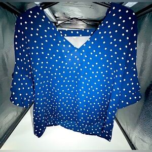 Forever 21 blue polka dot blouse, lightweight, and perfect for any occasion!